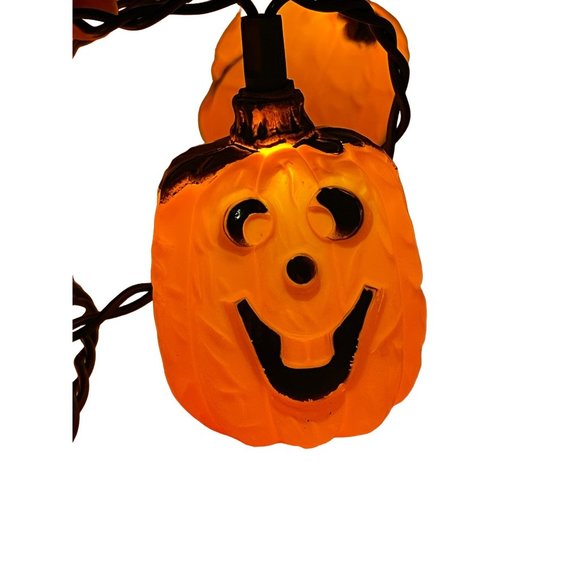 Halloween Blow Mold 10- Pumpkin Jack O Lantern String Lights 10 Feet Long - Picture 4 of 6